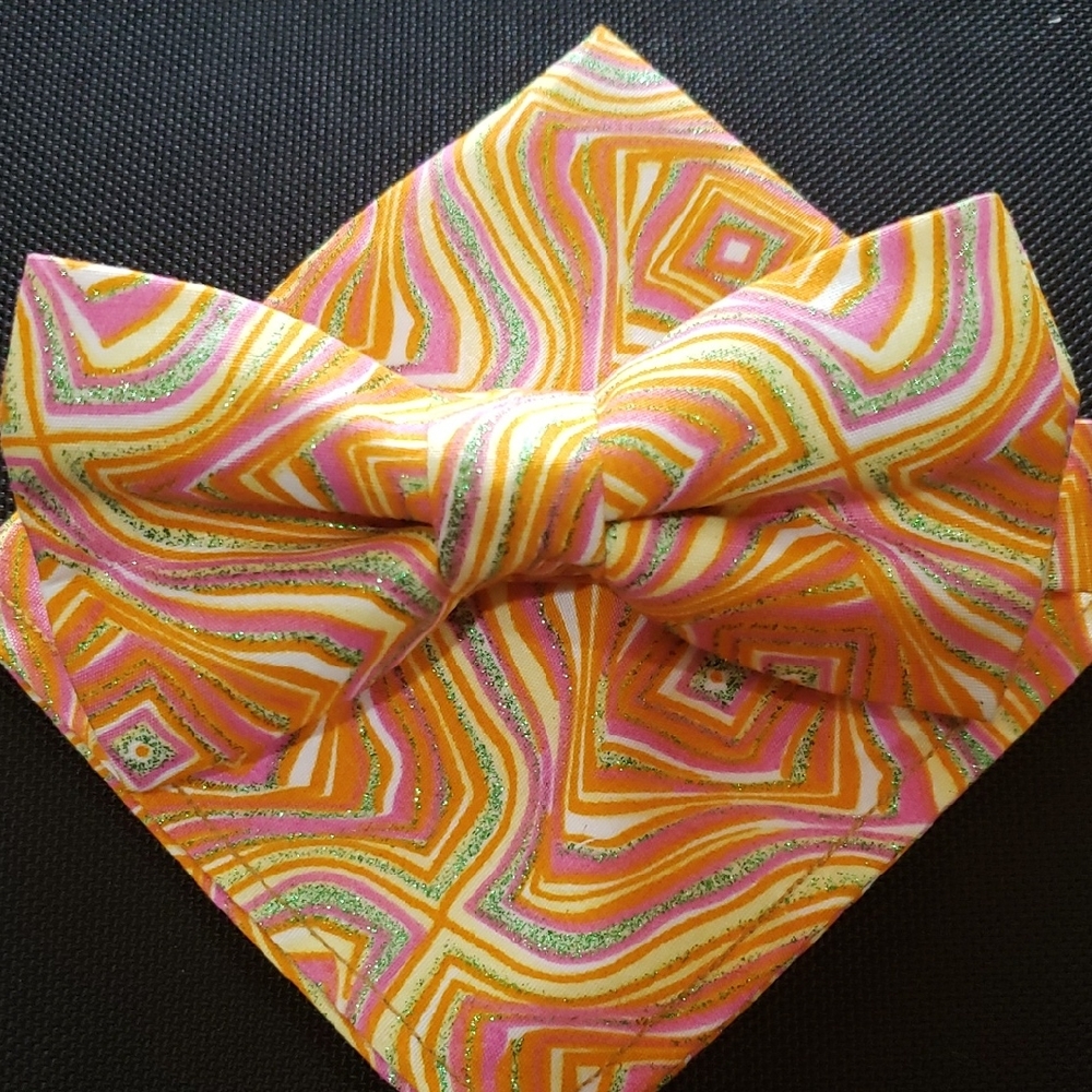 Vibrant Orange and Pink Bow Tie Set